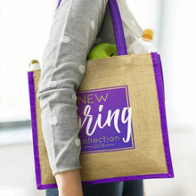 Load image into Gallery viewer, Custom Printed Corporate Gifts Monza Jute Tote Bag