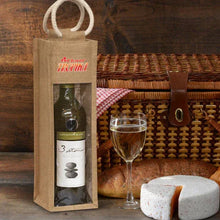 Load image into Gallery viewer, Custom Printed Corporate Gifts Serena Jute Wine Carrier