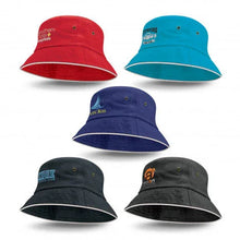 Load image into Gallery viewer, Custom Printed Corporate Gifts Bucket Hat - White Sandwich Trim