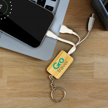 Load image into Gallery viewer, Bamboo Charging Cable Key Ring - Rectangle