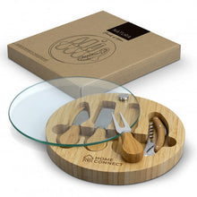 Load image into Gallery viewer, Glass & Bamboo Cheese Board