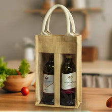 Load image into Gallery viewer, Custom Printed Corporate Gifts Jute Double Wine Carrier