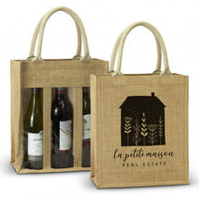 Load image into Gallery viewer, Serena Jute Triple Wine Carrier