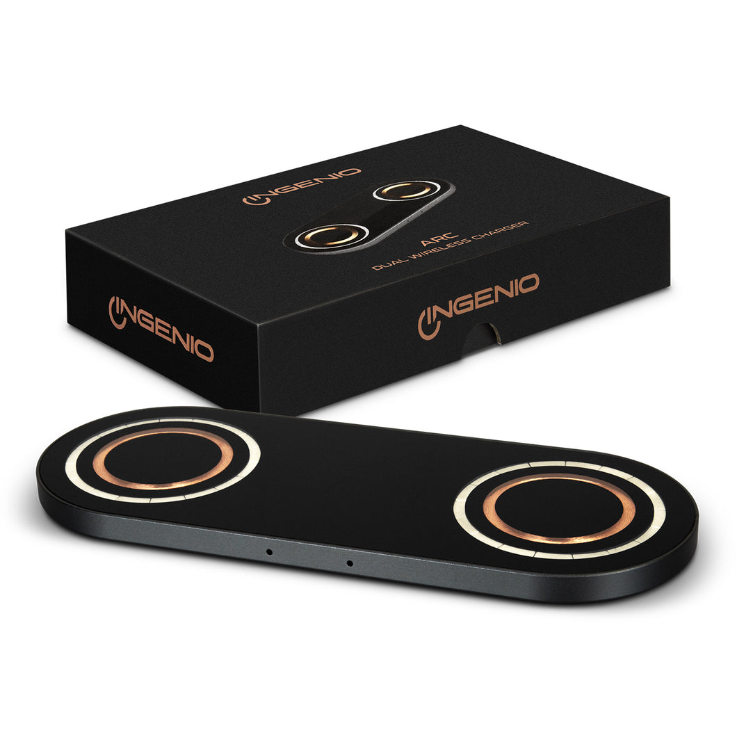 Custom printed INGENIO Arc Dual Wireless Charger with logo 