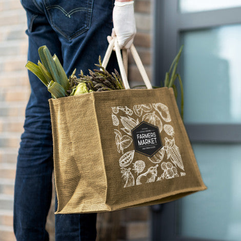 custom printed jute tote bag